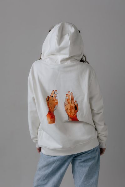Худі весна/осінь&nbsp;Unisex "Руки" Біле HVORB фото